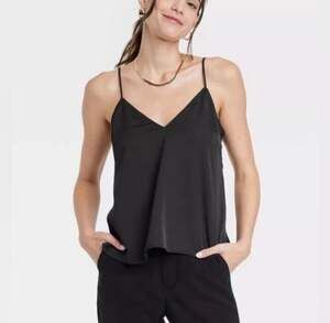 Target A New Day Black Satin Tank Top